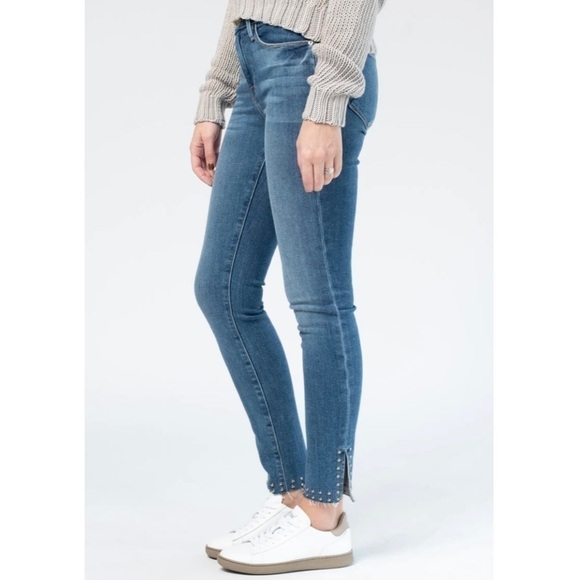 FRAME Le High Skinny Rae Slit Stud Jeans - Picture 1 of 9